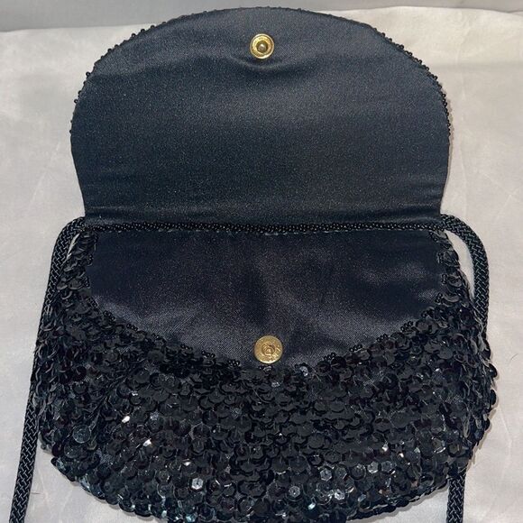 Vintage La Regale Black Sequin Beaded Evening Bag - Picture 8 of 12
